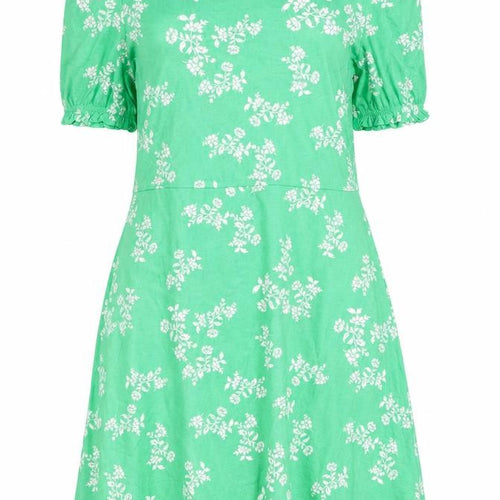 Marks and Spencer Womens Green Floral Viscose A-Line Size 14 Round Neck Pullover
