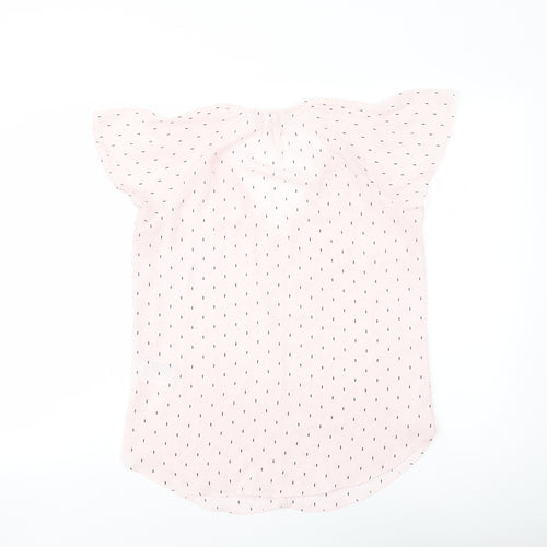 H&M Womens Pink Geometric Polyester Basic Blouse Size 8 V-Neck