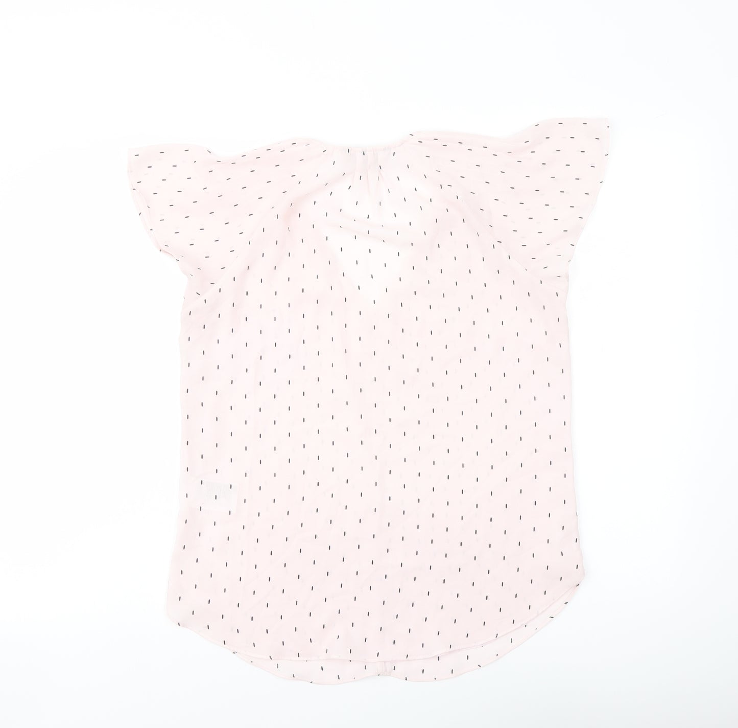 H&M Womens Pink Geometric Polyester Basic Blouse Size 8 V-Neck