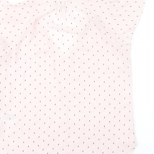 H&M Womens Pink Geometric Polyester Basic Blouse Size 8 V-Neck