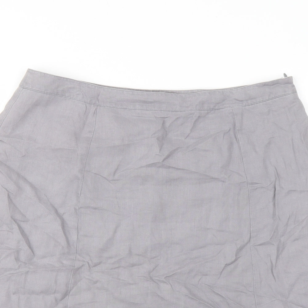 Boden Womens Grey Linen A-Line Skirt Size 14 Zip