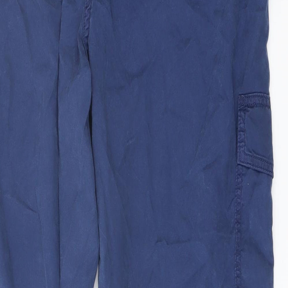 Marks and Spencer Womens Blue Lyocell Cargo Trousers Size 14 L25 in Regular Button