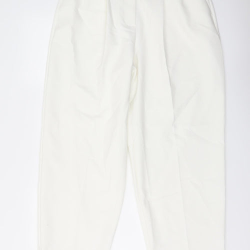Marks and Womens Ivory Polyester Carrot Trousers Size 14 L27 in Regular Button