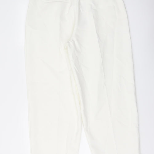 Marks and Womens Ivory Polyester Carrot Trousers Size 14 L27 in Regular Button