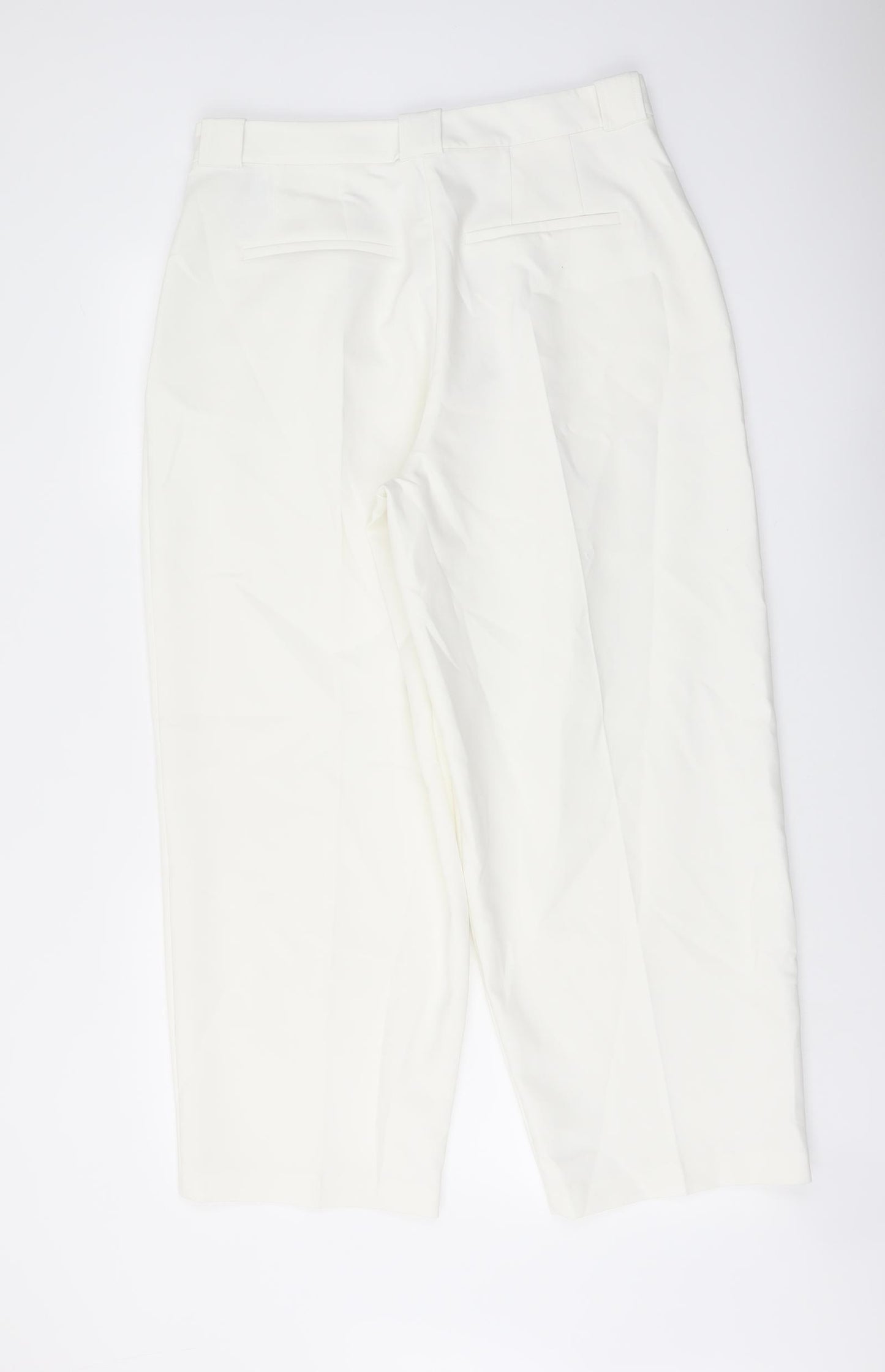 Marks and Womens Ivory Polyester Carrot Trousers Size 14 L27 in Regular Button