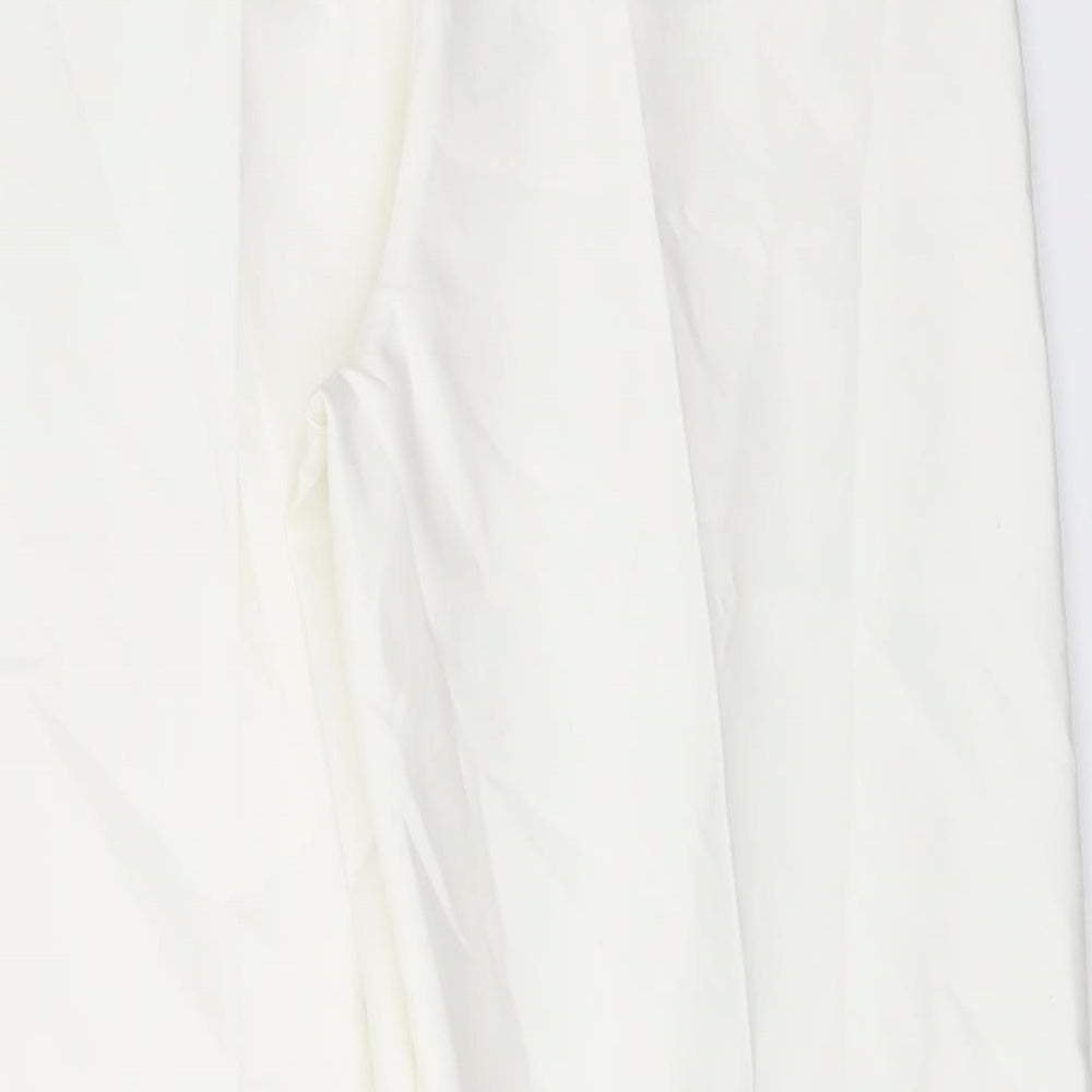 Marks and Womens Ivory Polyester Carrot Trousers Size 14 L27 in Regular Button