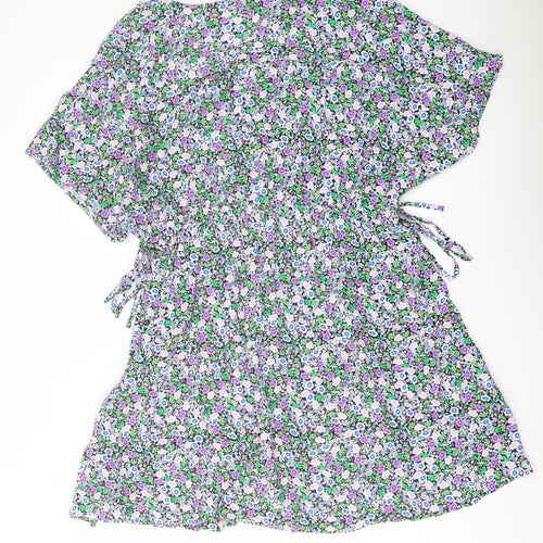 Marks and Spencer Womens Multicoloured Floral Viscose A-Line Size 20 V-Neck Pullover