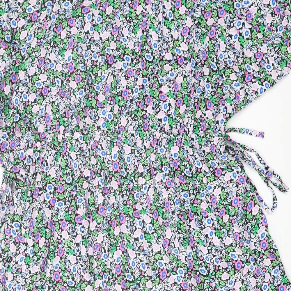 Marks and Spencer Womens Multicoloured Floral Viscose A-Line Size 20 V-Neck Pullover