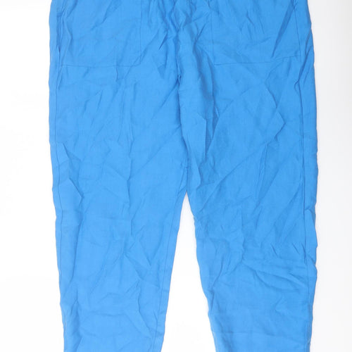 Marks and Spencer Womens Blue Lyocell Trousers Size 18 L27 in Regular Drawstring