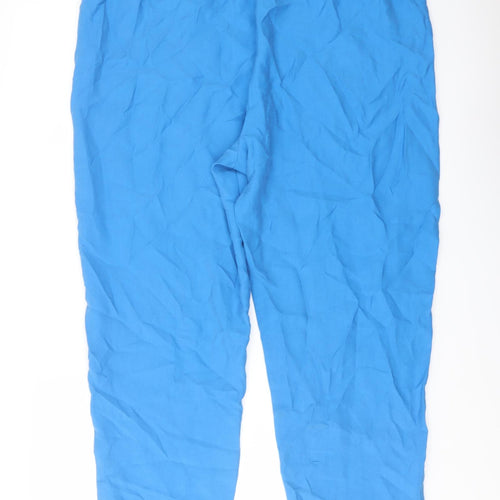 Marks and Spencer Womens Blue Lyocell Trousers Size 18 L27 in Regular Drawstring