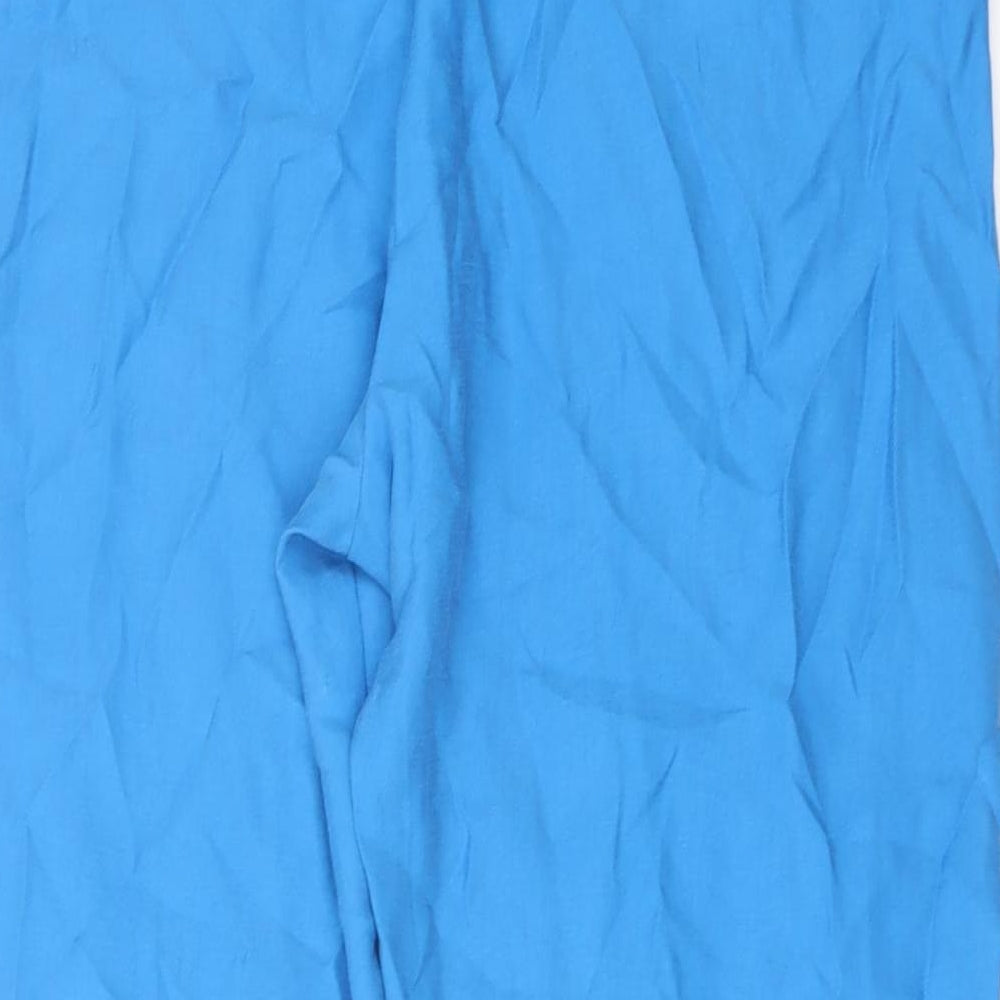 Marks and Spencer Womens Blue Lyocell Trousers Size 18 L27 in Regular Drawstring