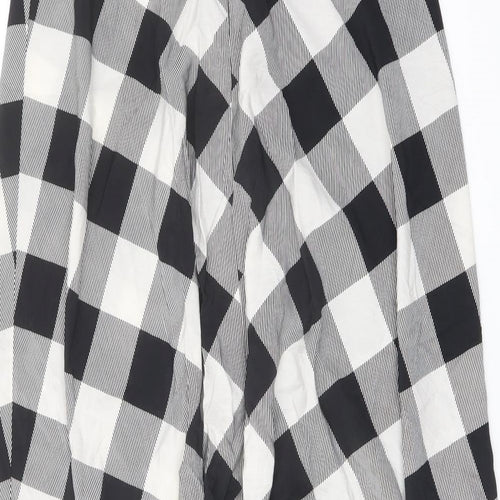Marks and Spencer Womens Grey Check Viscose A-Line Skirt Size 12 Zip