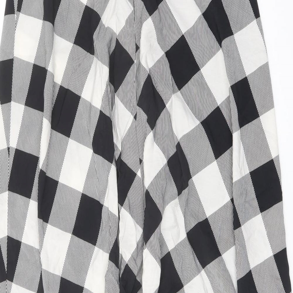 Marks and Spencer Womens Grey Check Viscose A-Line Skirt Size 12 Zip