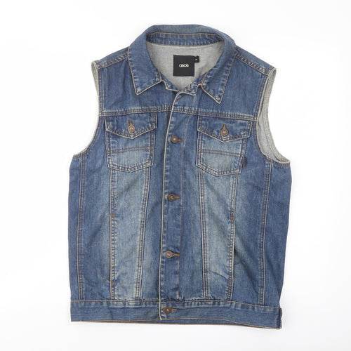ASOS Mens Blue Gilet Jacket Size M Button