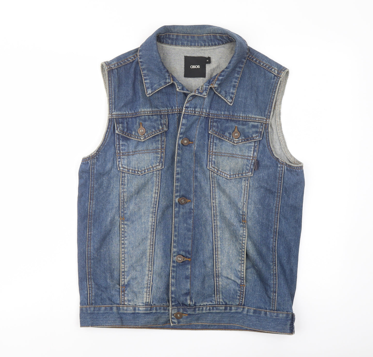 ASOS Mens Blue Gilet Jacket Size M Button