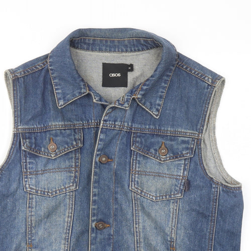ASOS Mens Blue Gilet Jacket Size M Button