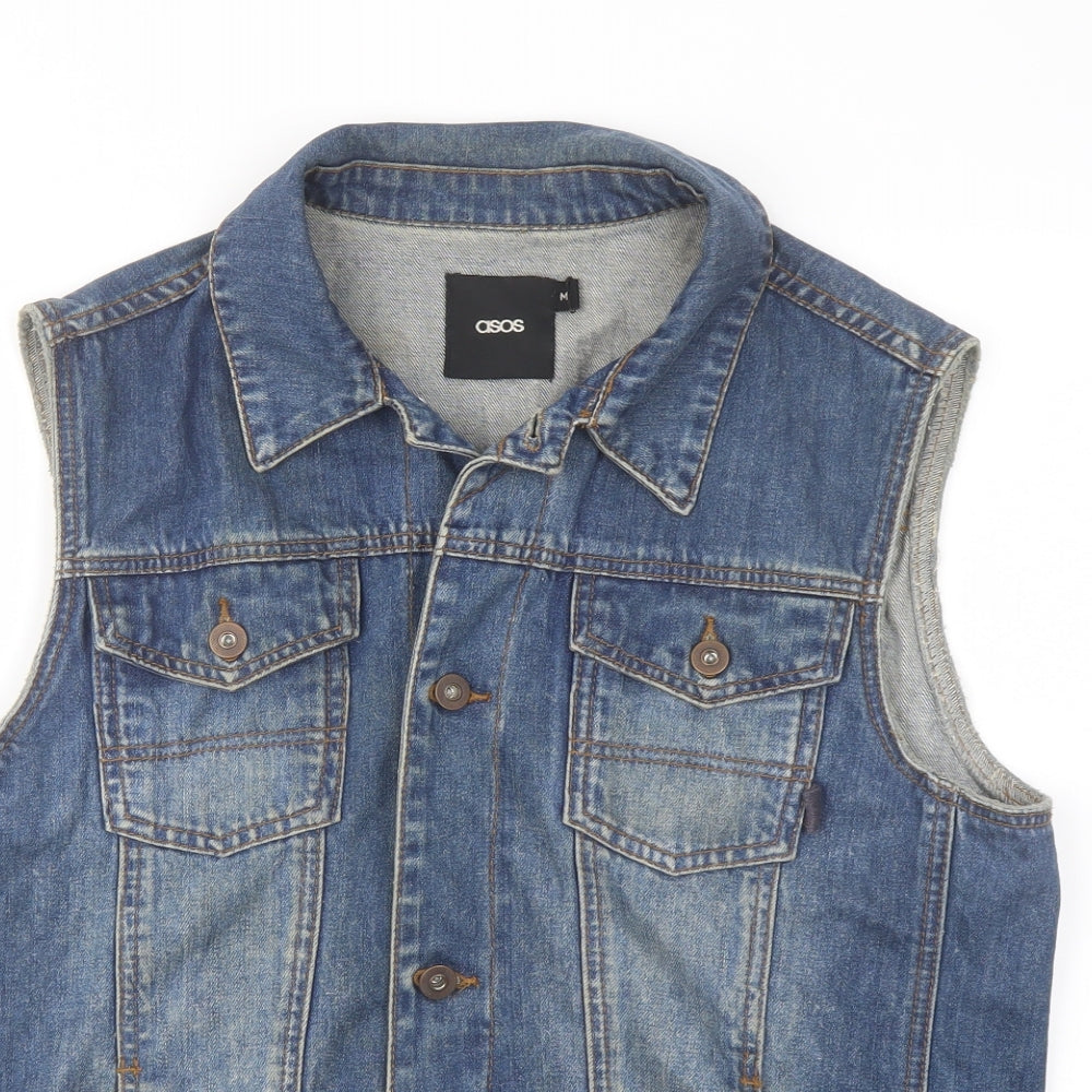 ASOS Mens Blue Gilet Jacket Size M Button