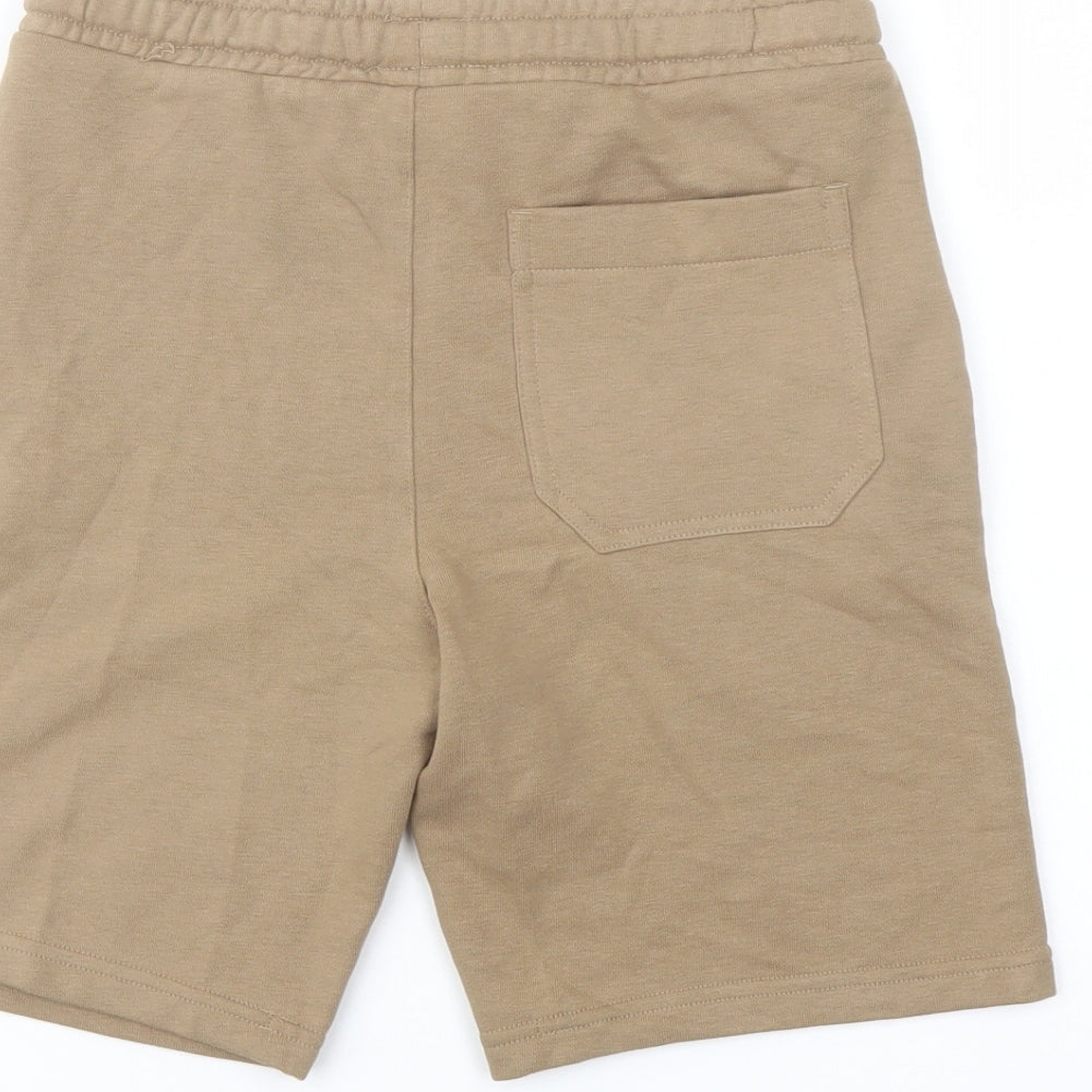 Marks and Boys Brown Cotton Sweat Shorts Size 9-10 Years Regular Drawstring