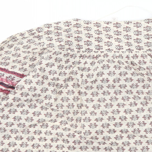 Per Una Womens Multicoloured Geometric Cotton Basic Blouse Size M V-Neck