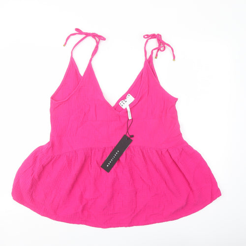 Poetic Gem Womens Pink Cotton Basic Tank Size 12 V-Neck