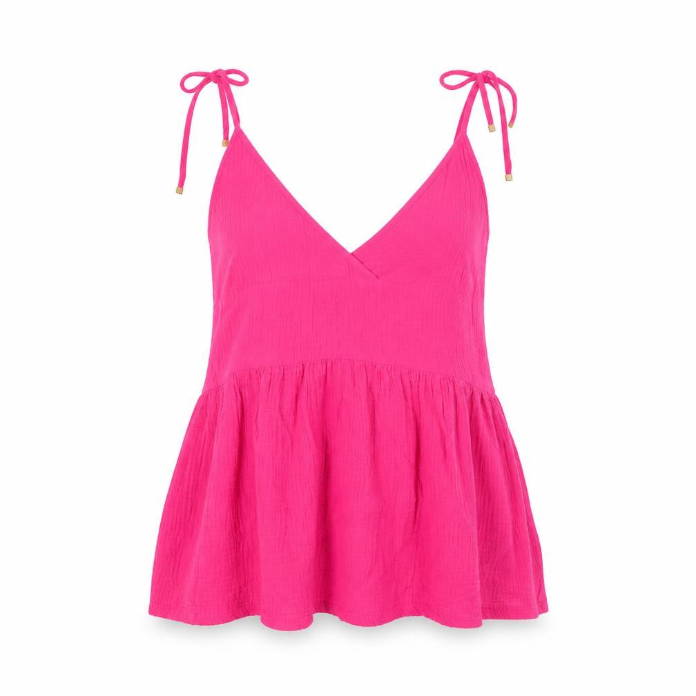 Front view of Poetic Gem women’s pink cotton basic tank, size UK 12, v-neck