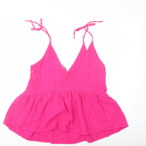 Poetic Gem Womens Pink Cotton Basic Tank Size 12 V-Neck