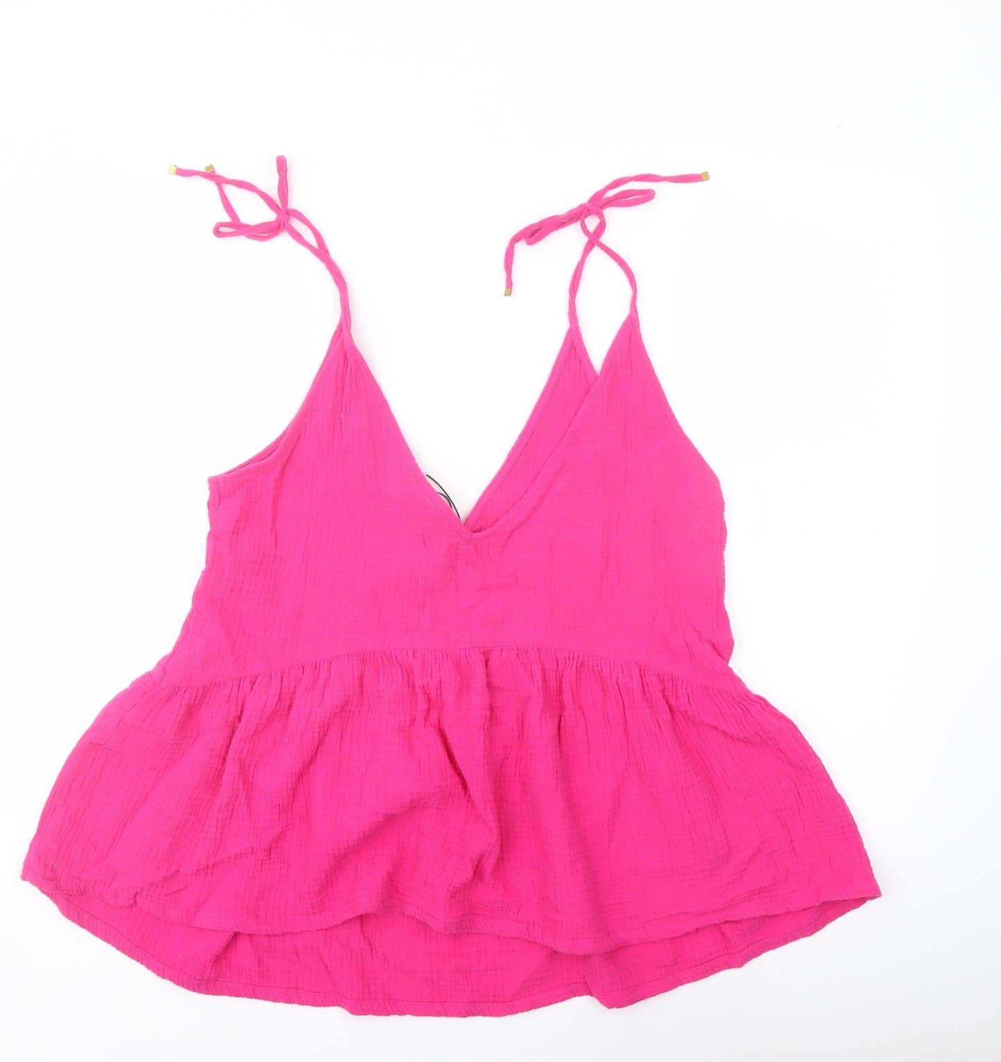 Poetic Gem Womens Pink Cotton Basic Tank Size 12 V-Neck