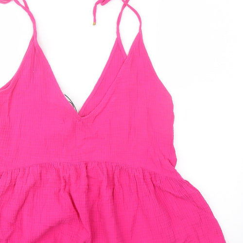 Poetic Gem Womens Pink Cotton Basic Tank Size 12 V-Neck