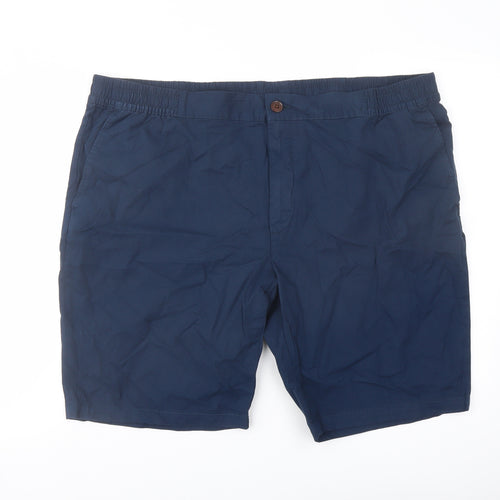 Marks and Spencer Mens Blue Cotton Bermuda Shorts Size 2XL L10 in Regular Button