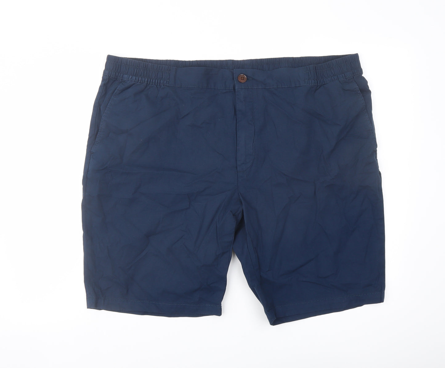 Marks and Spencer Mens Blue Cotton Bermuda Shorts Size 2XL L10 in Regular Button