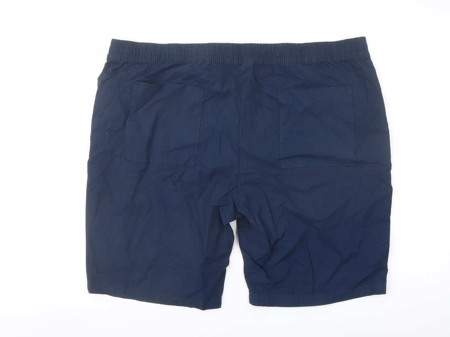 Marks and Spencer Mens Blue Cotton Bermuda Shorts Size 2XL L10 in Regular Button