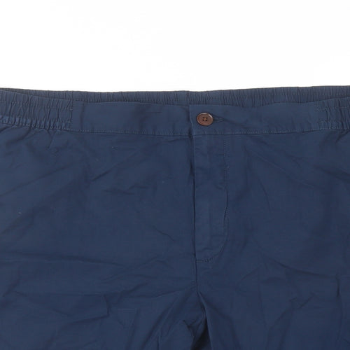 Marks and Spencer Mens Blue Cotton Bermuda Shorts Size 2XL L10 in Regular Button