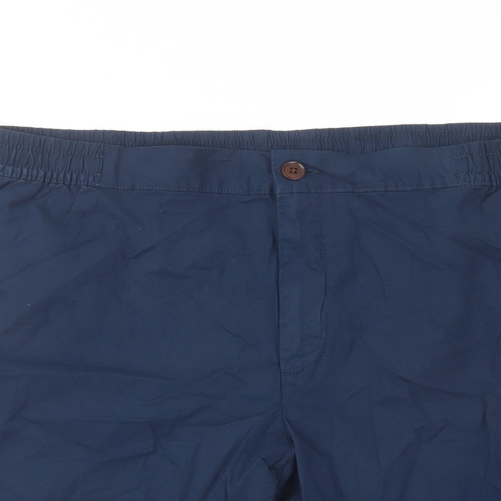 Marks and Spencer Mens Blue Cotton Bermuda Shorts Size 2XL L10 in Regular Button
