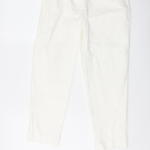 Marks and Spencer Womens Ivory Cotton Carrot Trousers Size 8 L24 in Regular