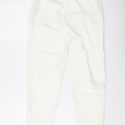 Marks and Spencer Womens Ivory Cotton Carrot Trousers Size 8 L24 in Regular
