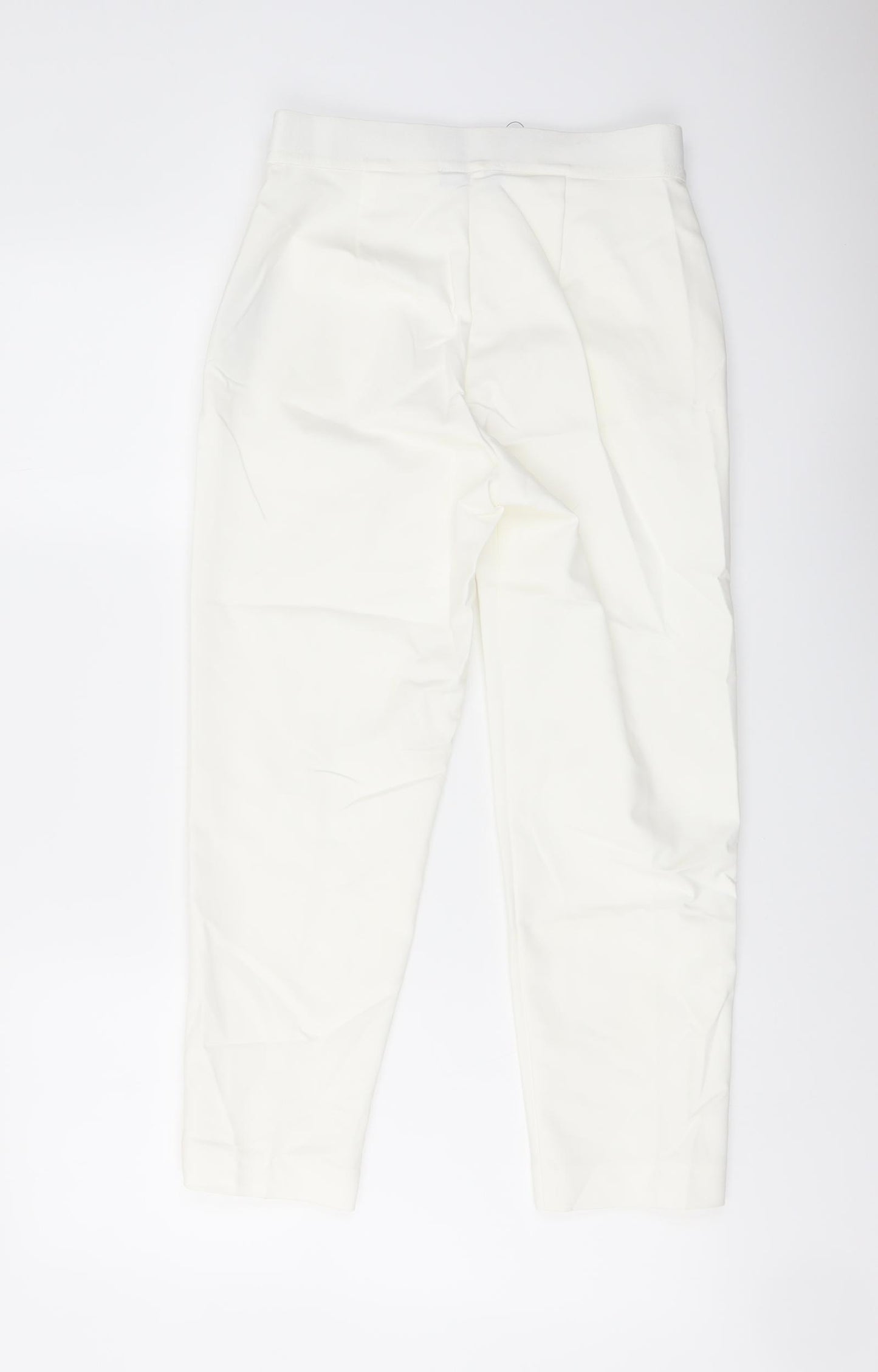 Marks and Spencer Womens Ivory Cotton Carrot Trousers Size 8 L24 in Regular