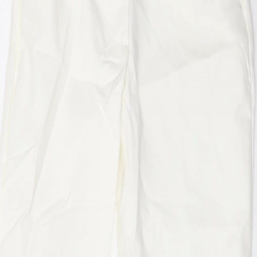 Marks and Spencer Womens Ivory Cotton Carrot Trousers Size 8 L24 in Regular