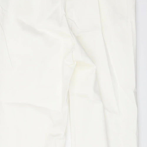 Marks and Spencer Womens Ivory Cotton Carrot Trousers Size 8 L24 in Regular