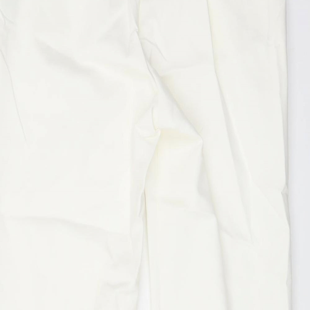 Marks and Spencer Womens Ivory Cotton Carrot Trousers Size 8 L24 in Regular