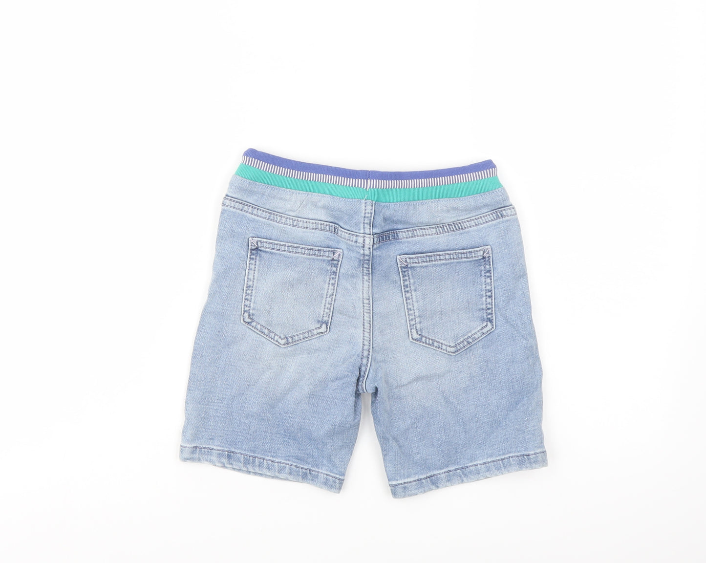 Marks and Spencer Boys Blue Cotton Bermuda Shorts Size 6-7 Years Regular Drawstring