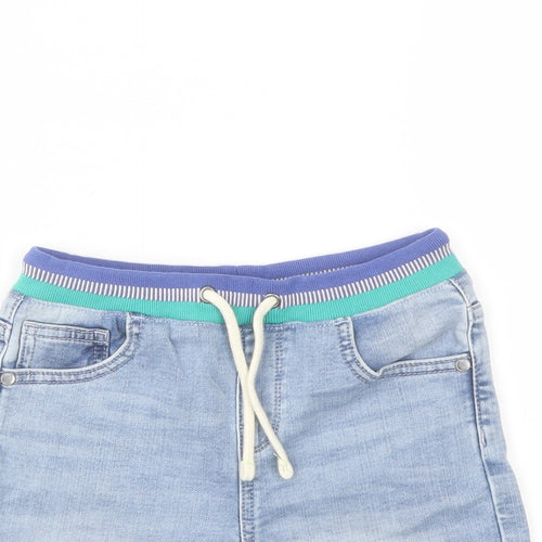 Marks and Spencer Boys Blue Cotton Bermuda Shorts Size 6-7 Years Regular Drawstring