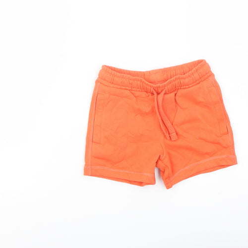 Marks and Spencer Boys Orange Cotton Sweat Shorts Size 2-3 Years Regular Drawstring