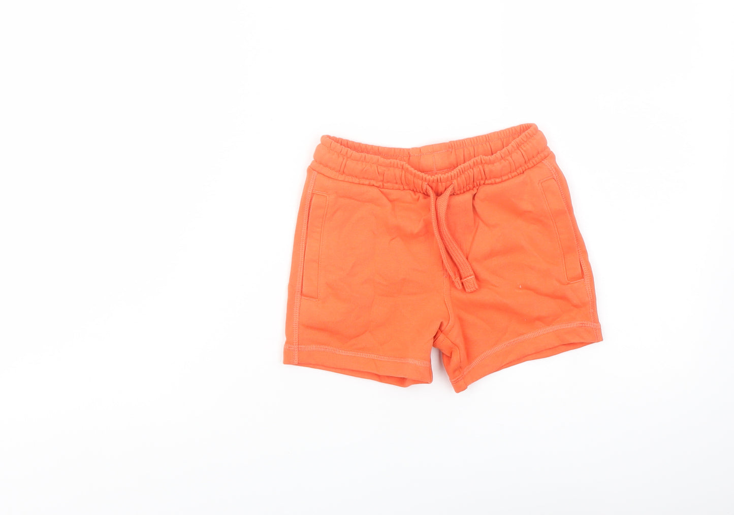 Marks and Spencer Boys Orange Cotton Sweat Shorts Size 2-3 Years Regular Drawstring