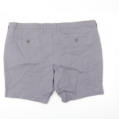 Marks and Spencer Mens Grey Cotton Chino Shorts Size 44 in L8 in Regular Button