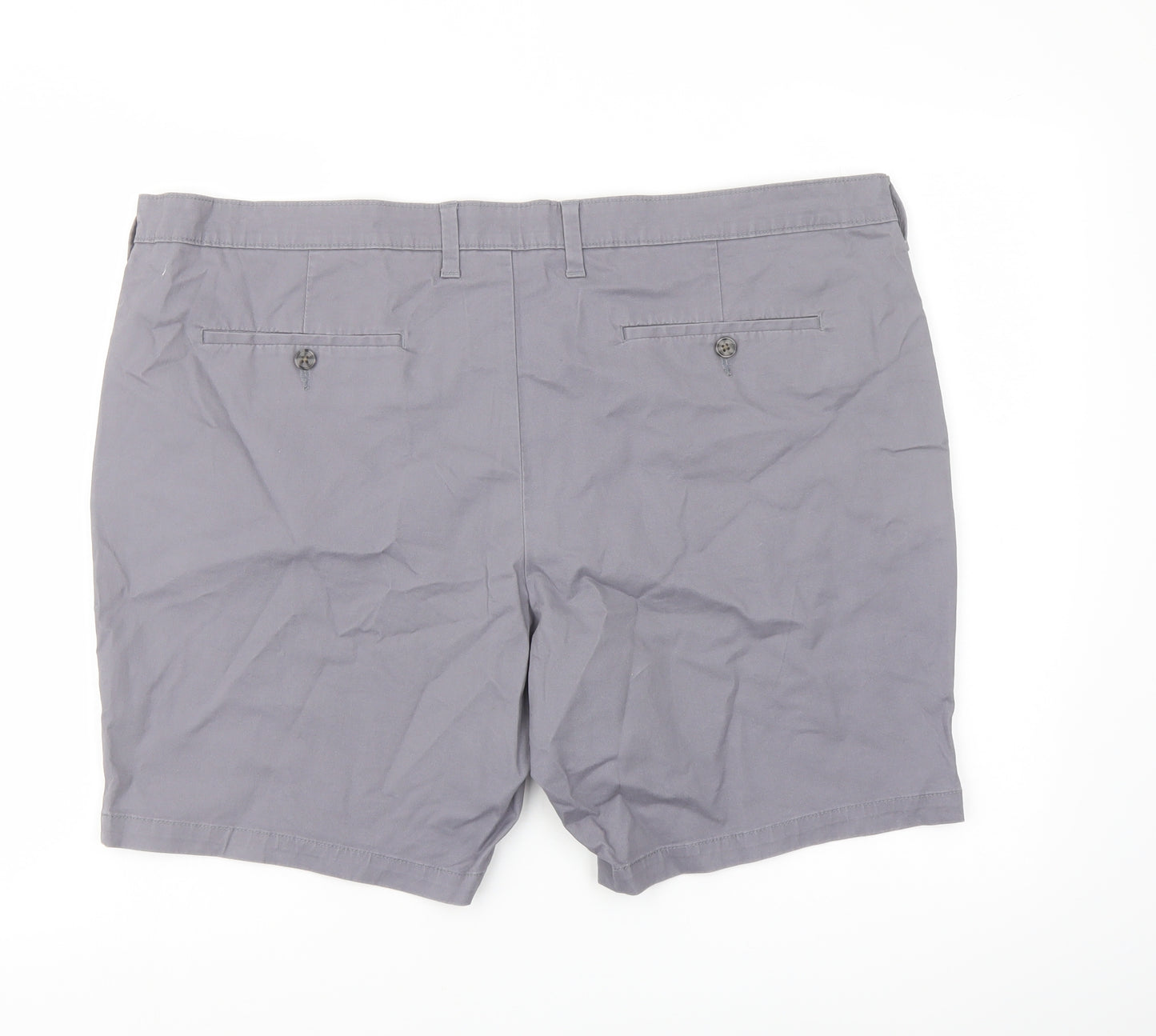Marks and Spencer Mens Grey Cotton Chino Shorts Size 44 in L8 in Regular Button