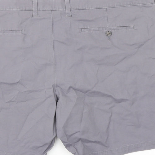 Marks and Spencer Mens Grey Cotton Chino Shorts Size 44 in L8 in Regular Button