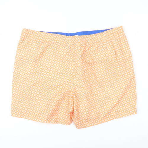 Marks and Spencer Mens Orange Geometric Polyester Sweat Shorts Size 2XL L6 in Regular Drawstring - Swim Shorts