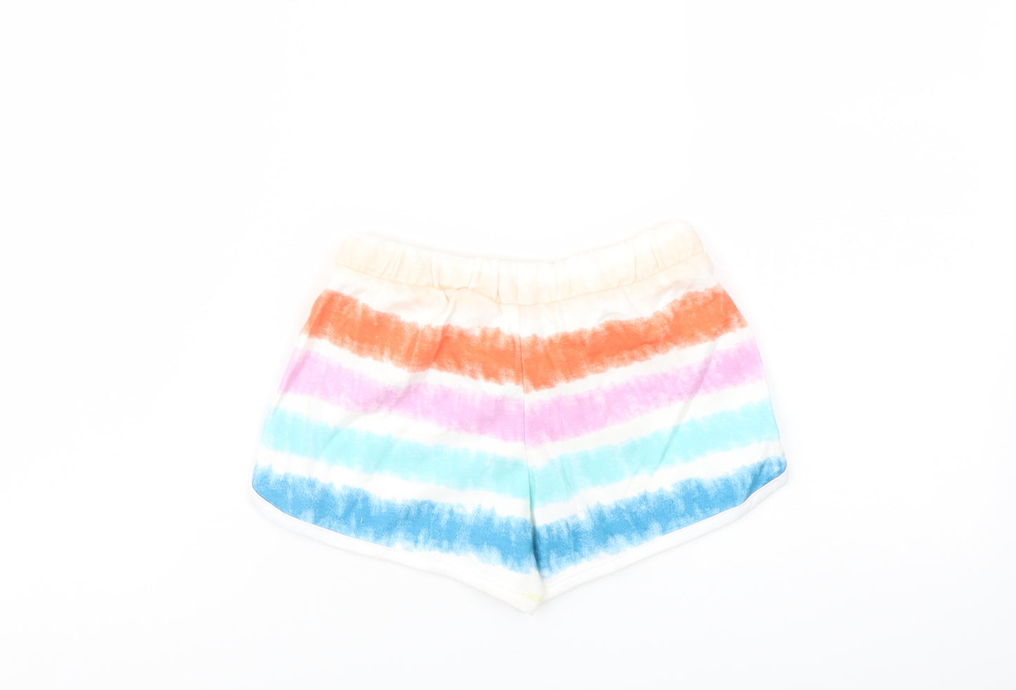 Marks and Spencer Girls Multicoloured Striped Cotton Sweat Shorts Size 5-6 Years Regular Drawstring