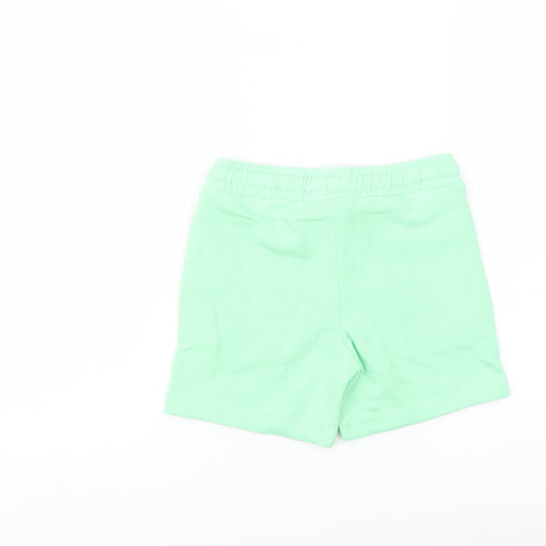 Marks and Spencer Boys Green Cotton Sweat Shorts Size 4-5 Years Regular Drawstring