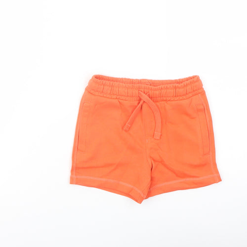 Marks and Spencer Boys Orange Cotton Sweat Shorts Size 2-3 Years Regular Drawstring